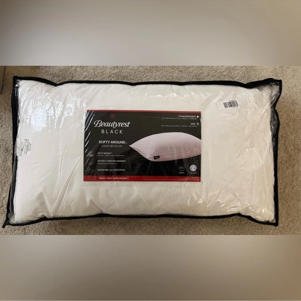 🎉LAST CHANCE🎉2PC BEAUTY REST BLACK Luxurious 20x36 Down And Feather Blend Pillow